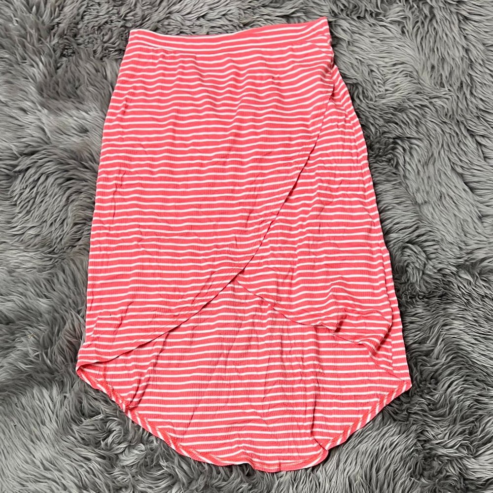 Amy's Closet |  Girl's Layered Skirt | Coral & White | Large